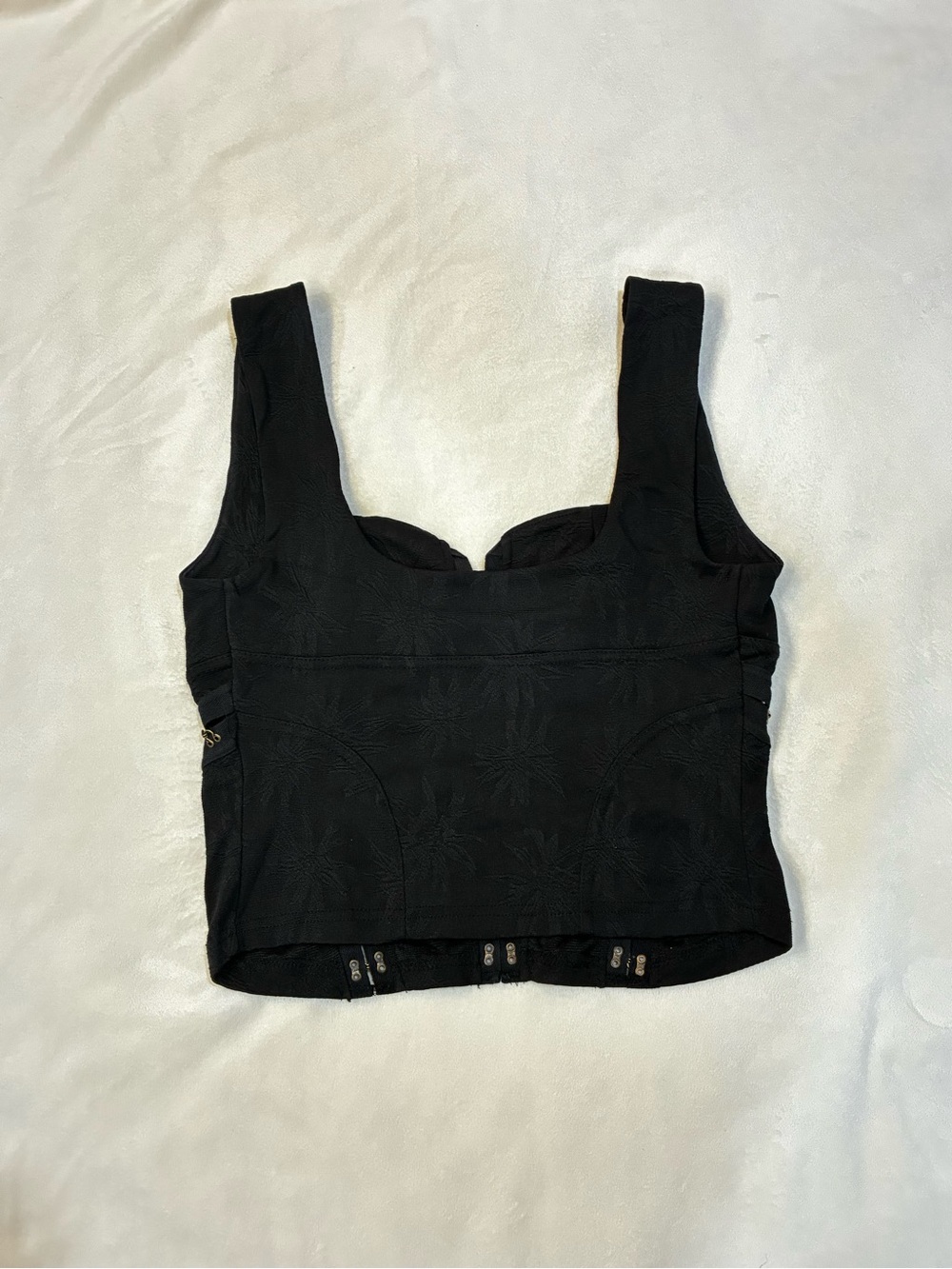 Free People Don't Look Back Corset Bustier Top Black Jacquard Hook Eye Crop S - Picture 5 of 8